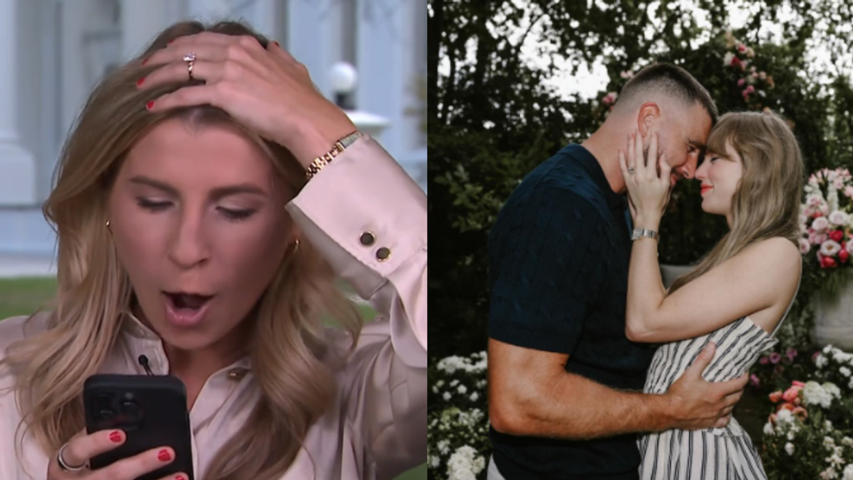 CBS Reporter Olivia Rinaldi reacting to Taylor Swift's engagement