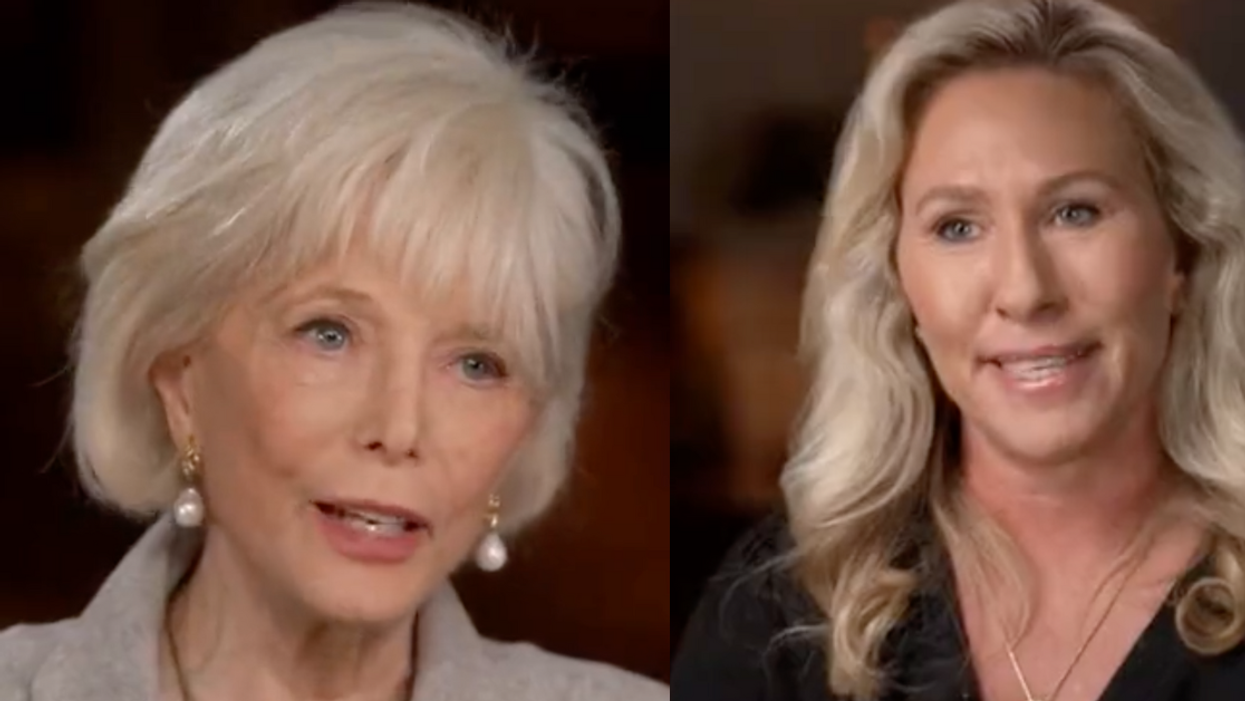 CBS screenshot of Lesley Stahl; CBS screenshot of Marjorie Taylor Greene