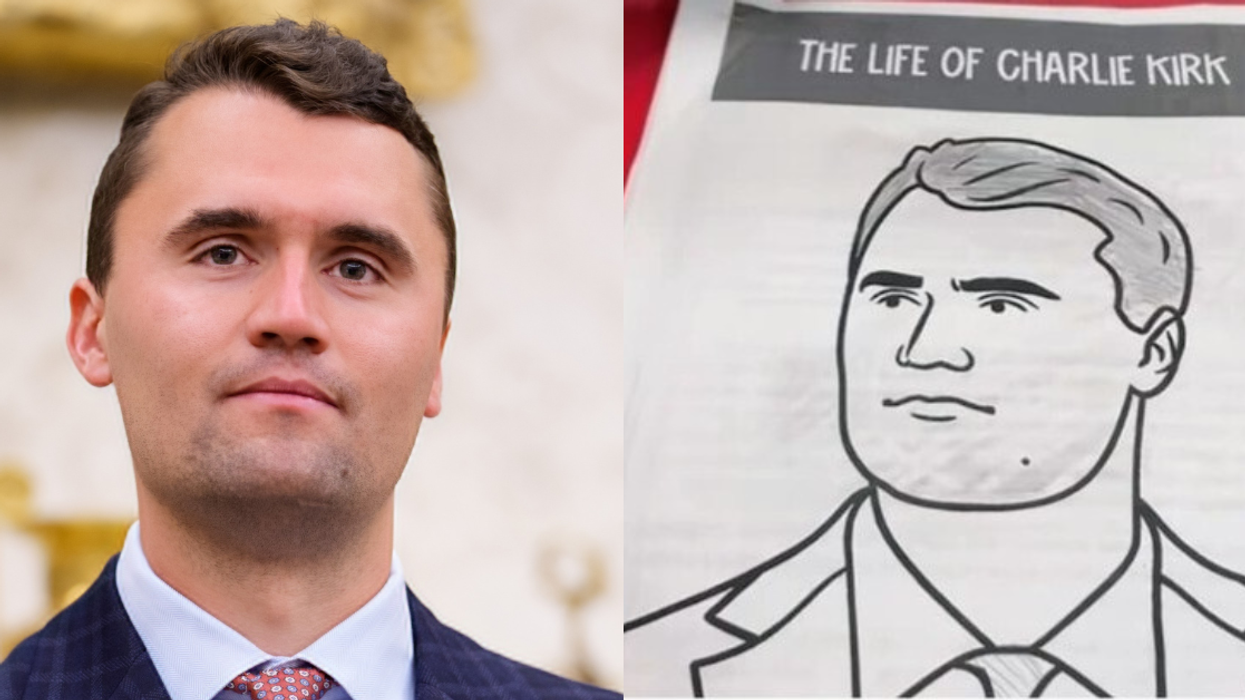 Charlie Kirk; screenshot of 5th grade homework assignment from