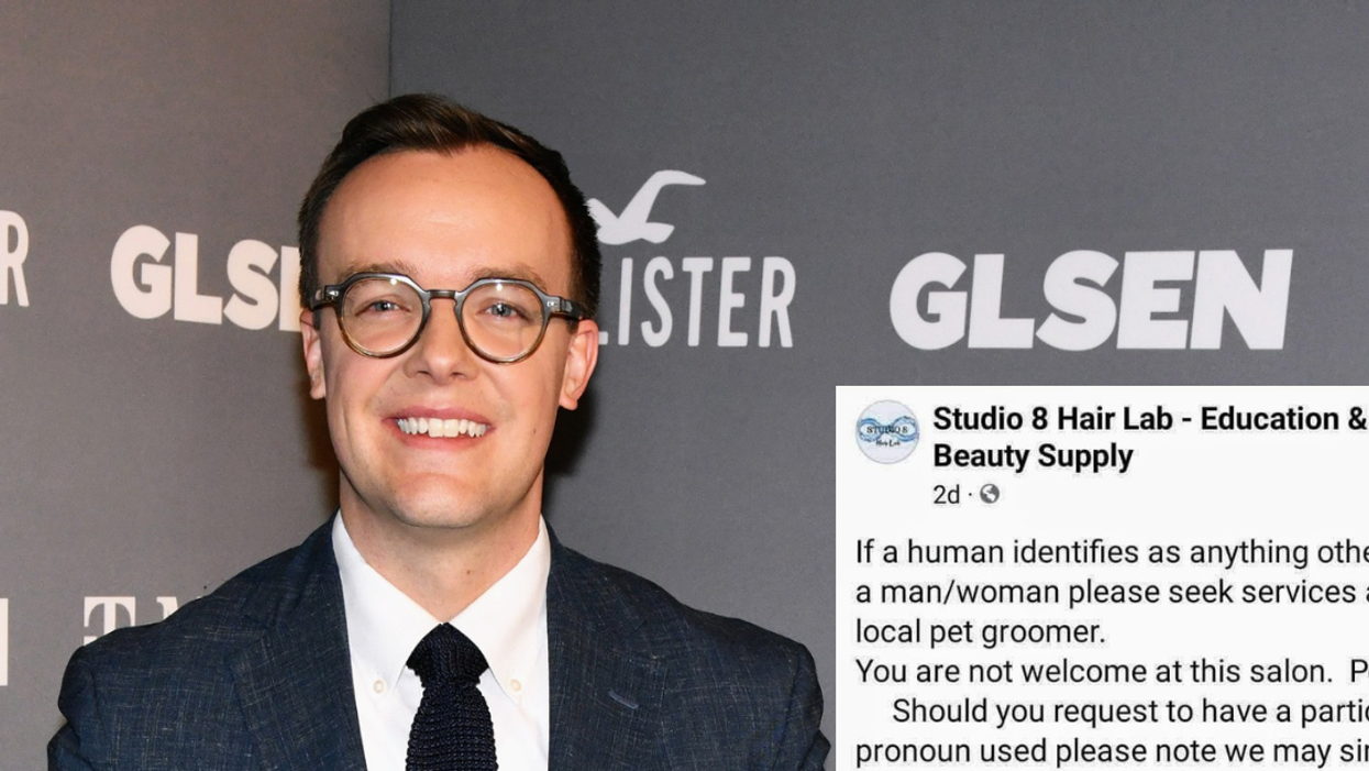 Chasten Buttigieg; screenshot of declaration of discrimination by Christine Geiger, owner of Studio 8 Hair Lab in Traverse City, Michigan