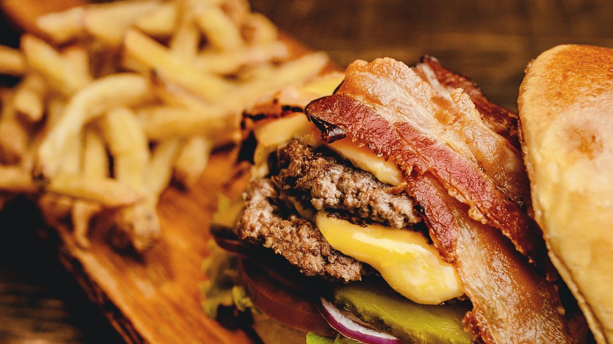 cheese burger and fried potato