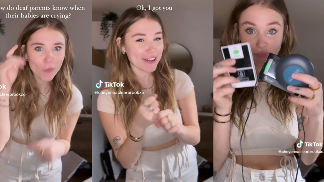 Cheyenna Clearbrook describing how she hears her baby crying as a Deaf mother