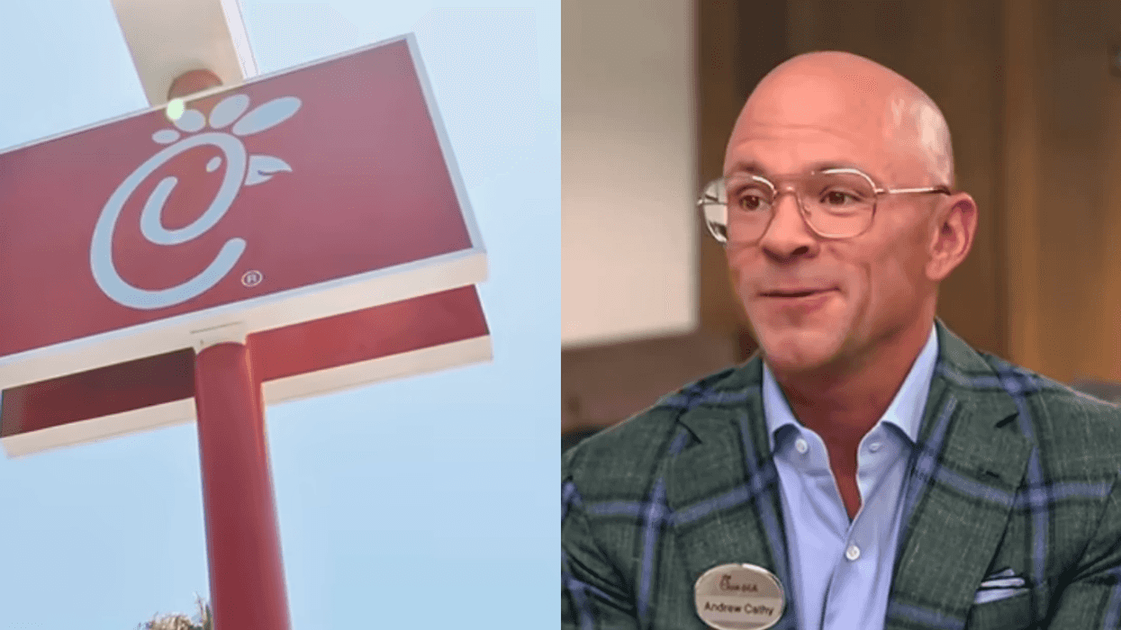 Chick-fil-A sign; Chick-fil-A CEO Andrew Cathy