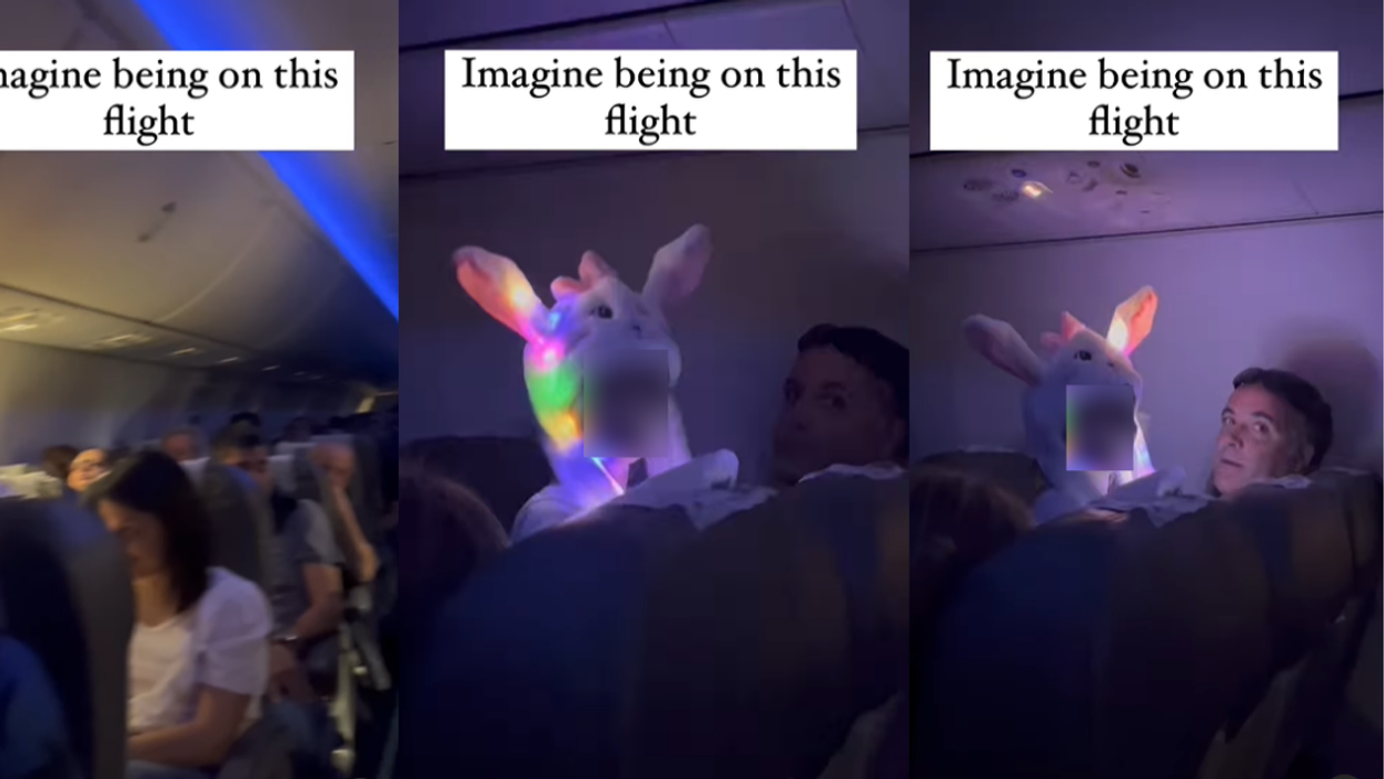 Child wearing light-up pajama costume on airplane