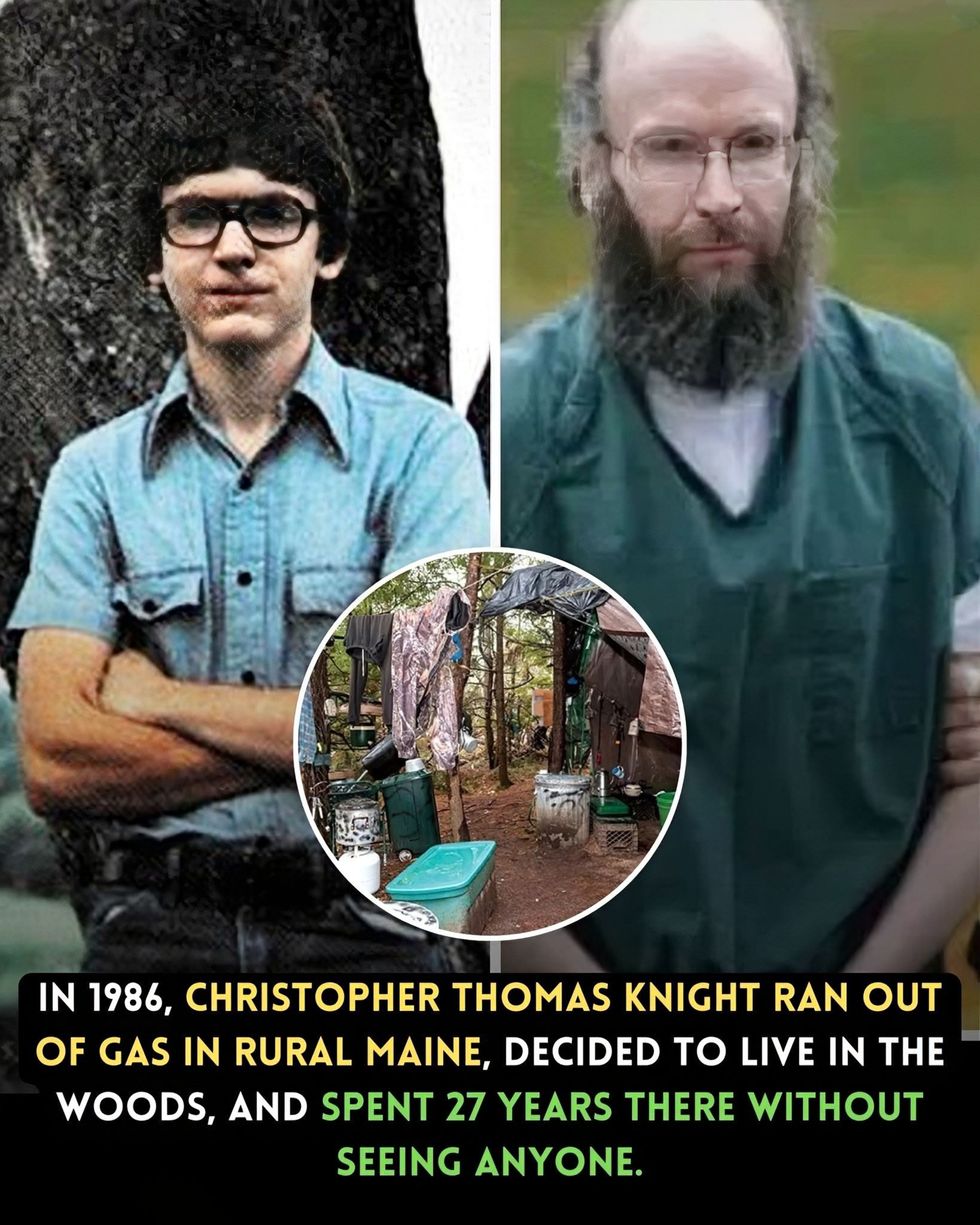 Christopher Thomas Knight in 1986 and 2013 with inset of his camp