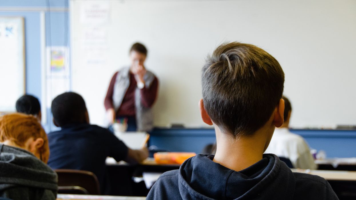 Classroom with a teacher at the board