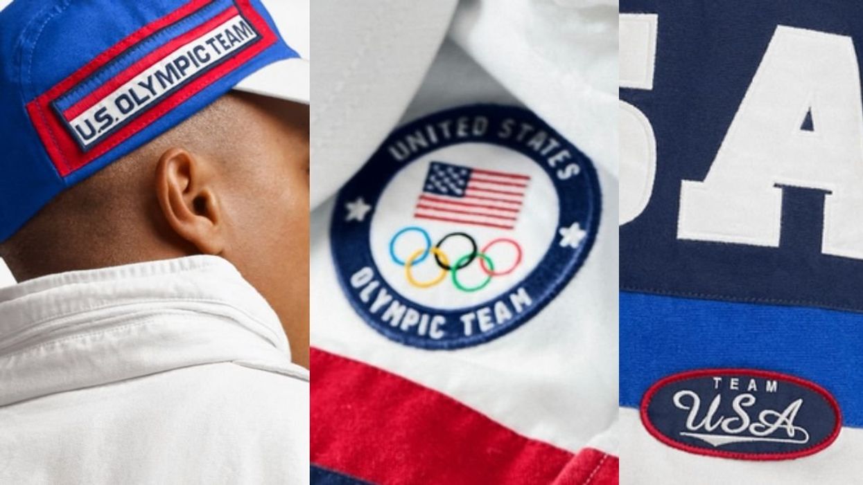 Closeup screenshots of details from Team USA's closing ceremony outfits