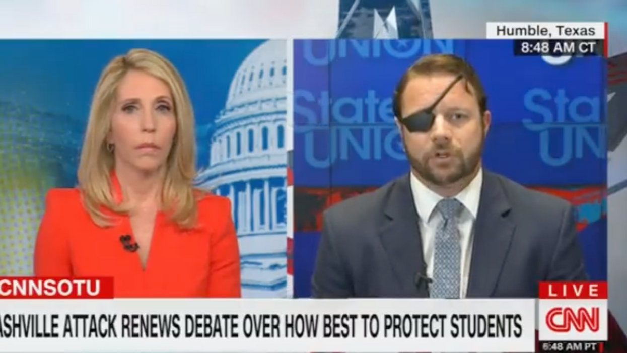 CNN screenshot of Dana Bash and Dan Crenshaw during their debate about guns