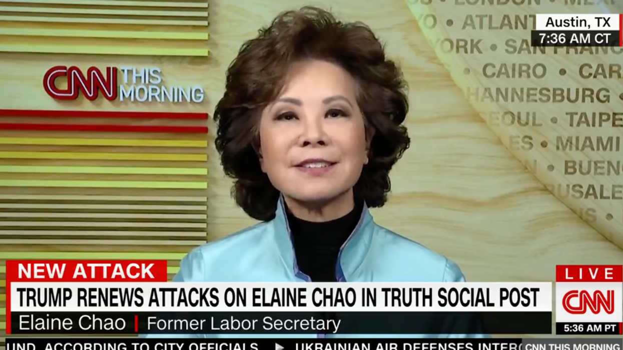 CNN screenshot of Elaine Chao during her interview