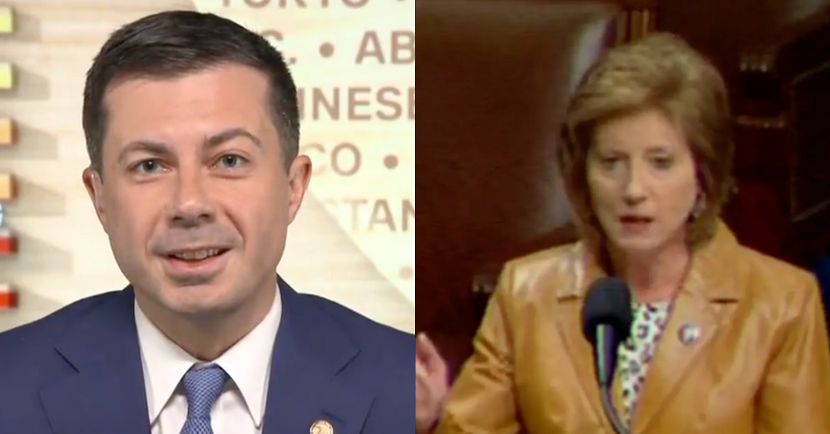 CNN screenshot of Pete Buttigieg; C-SPAN screenshot of Vicky Hartzler giving speech on House floor