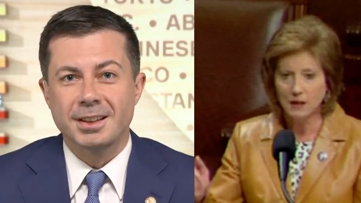 CNN screenshot of Pete Buttigieg; C-SPAN screenshot of Vicky Hartzler giving speech on House floor