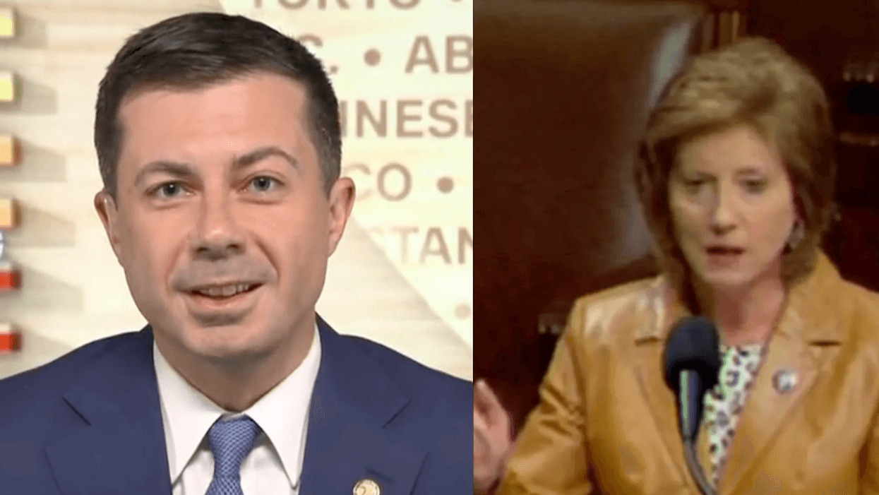 CNN screenshot of Pete Buttigieg; C-SPAN screenshot of Vicky Hartzler giving speech on House floor
