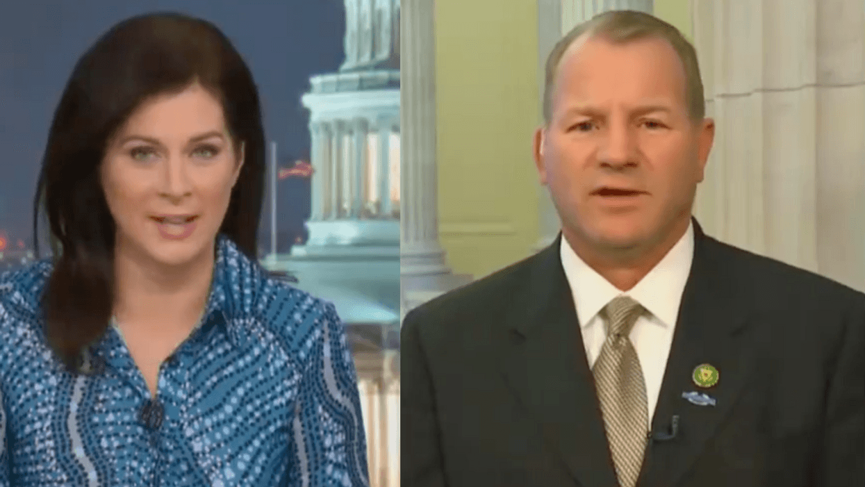 CNN screenshots of Erin Burnett and Troy Nehls during their interview
