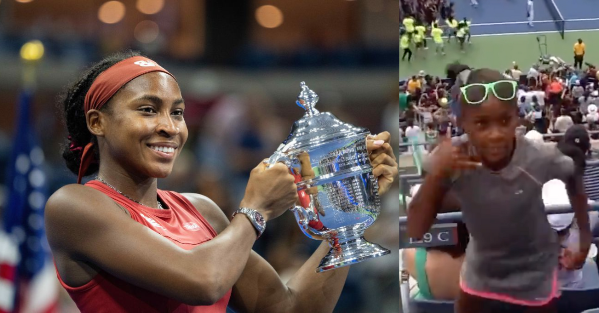 Coco Gauff; Twitter screenshot of 8-year-old Coco Gauff at U.S. Open