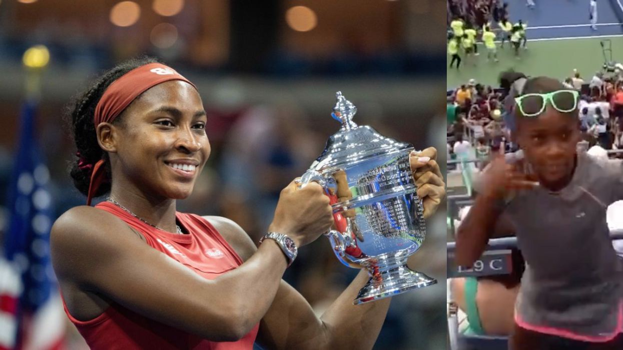 Coco Gauff; Twitter screenshot of 8-year-old Coco Gauff at U.S. Open