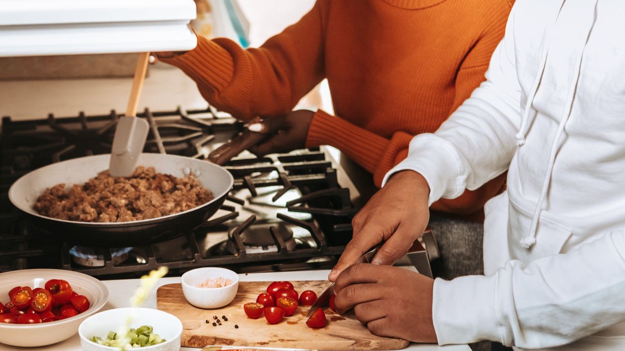couple cooking together