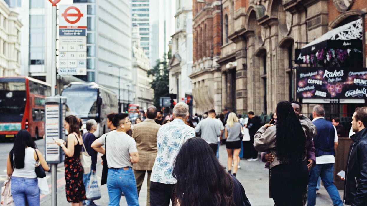 crowded city sidewalk