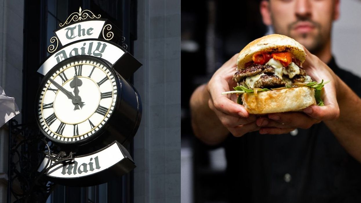 Daily Mail headquarters; Man holding sandwich