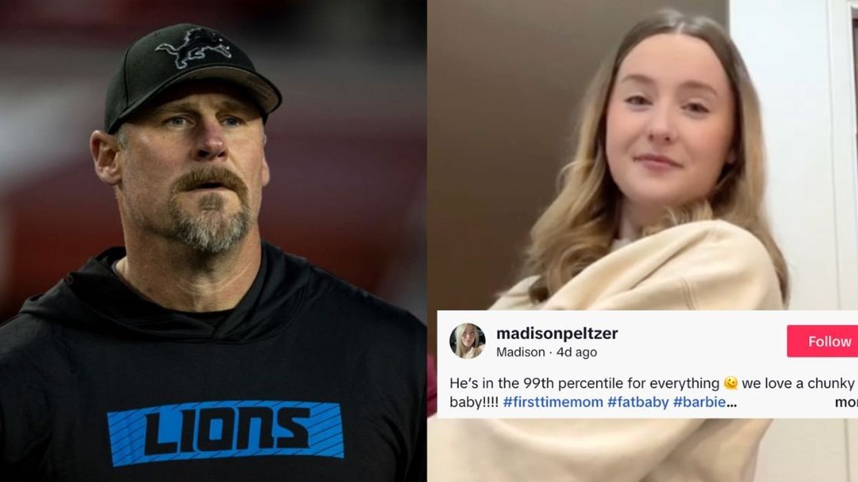 Detroit Lions coach Dan Campbell; TikToker @madisonpeltzer