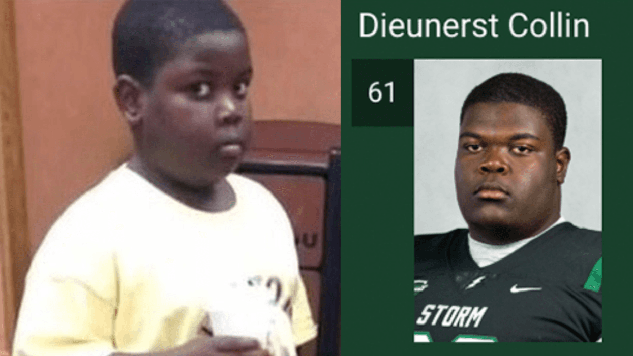 Dieunerst Collin as a child; Collin currently