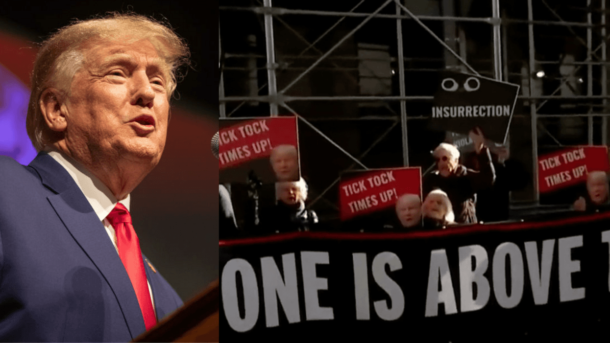 Donald Trump; A group of anti-Trump protesters gathered outside Trump Tower