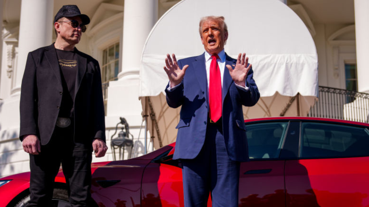 Donald Trump and Elon Musk at White House Tesla event