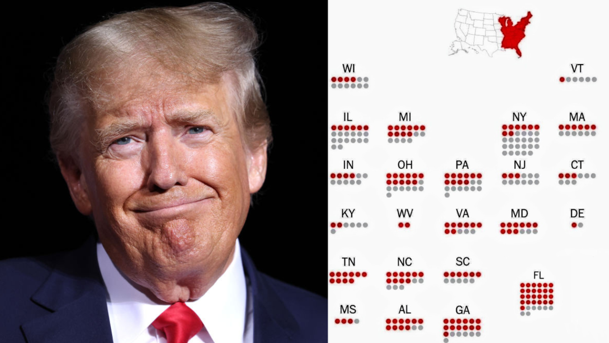 Donald Trump and Washington Post graphic of Republican candidates who discredit 2020 election results