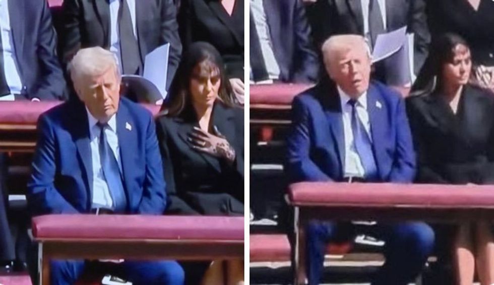 Donald Trump appearing to fall asleep at Pope Francis' funeral
