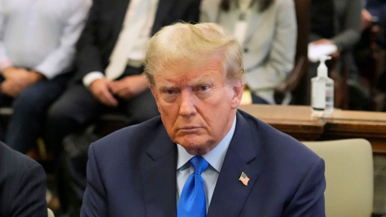 Donald Trump at the start of his civil fraud trial at New York State Supreme Court on October 02, 2023 in New York City