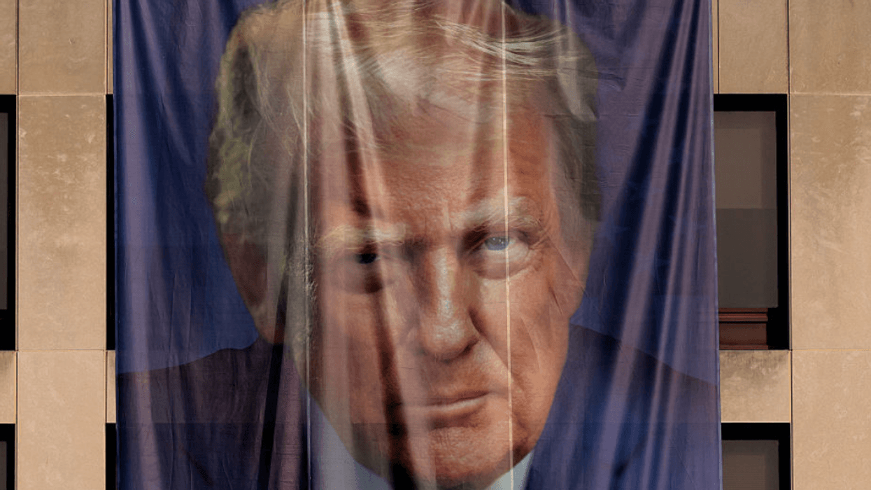Donald Trump banner on Department of Labor building