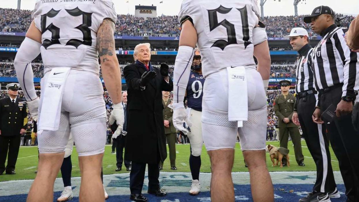 Donald Trump doing the coin toss before the start of the 126th Army-Navy Game
