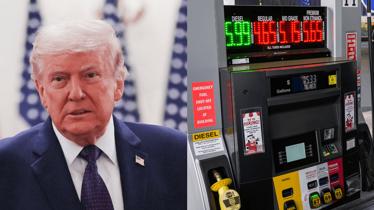Donald Trump; gaz pump in Albany, New York