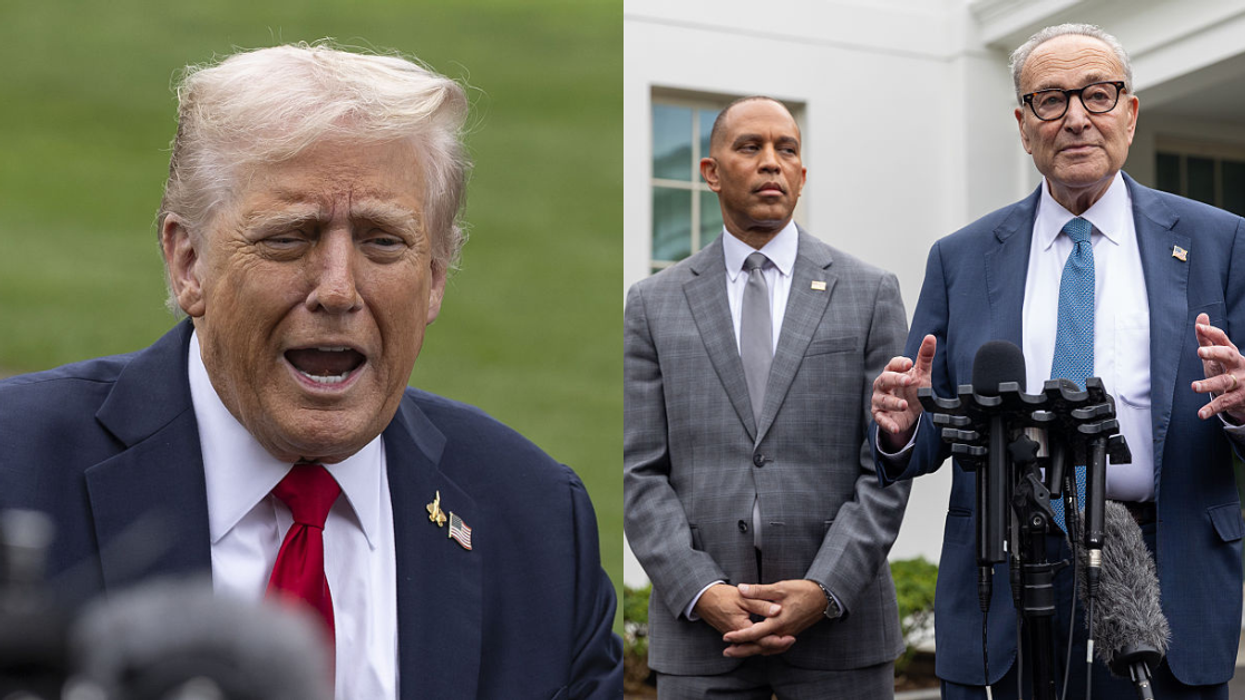 Donald Trump; Hakeem Jeffries and Chuck Schumer