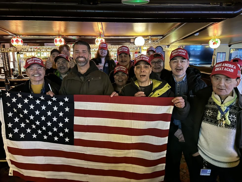 Donald Trump Jr. and MAGA supporters during his visit to Greenland