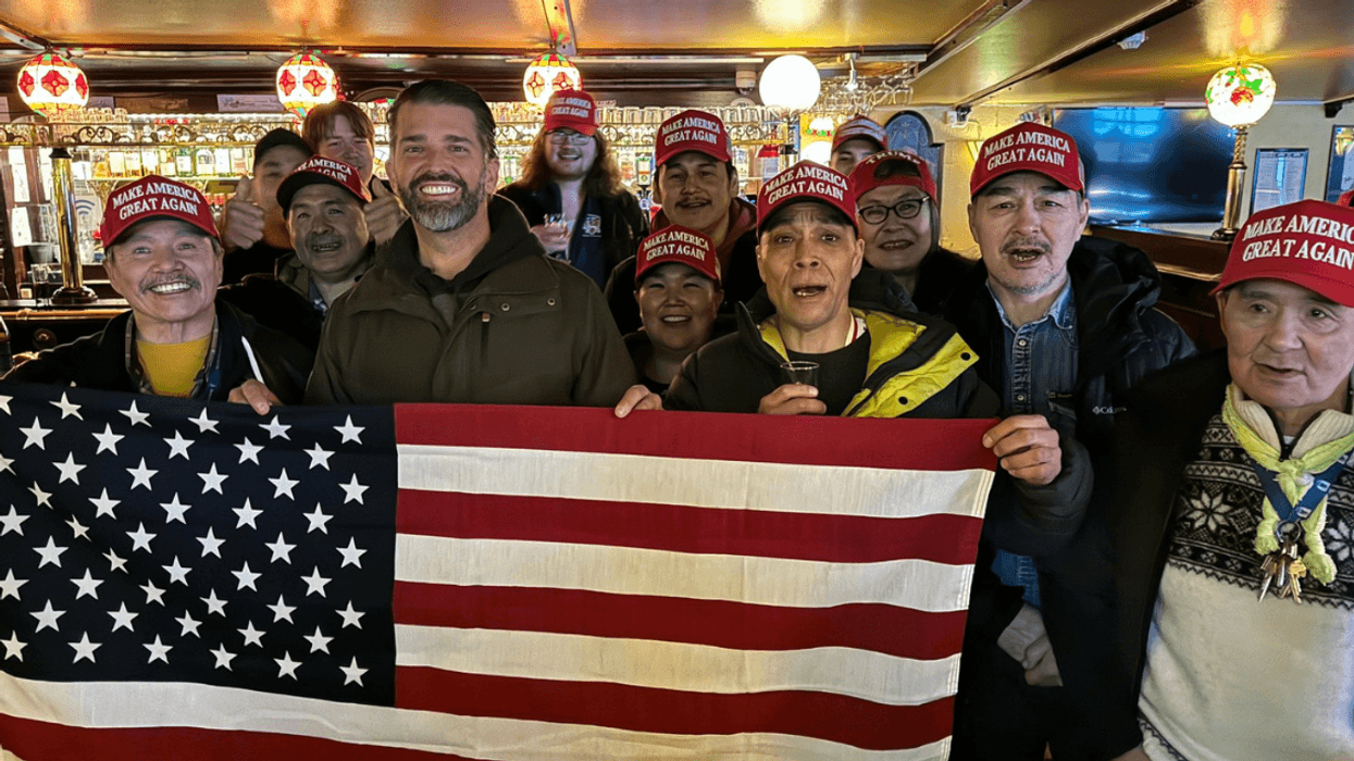 Donald Trump Jr. and MAGA supporters during his visit to Greenland