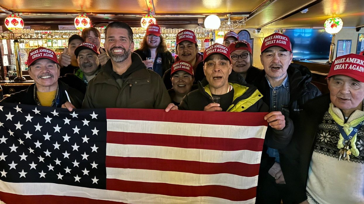 Donald Trump Jr. and MAGA supporters during his visit to Greenland