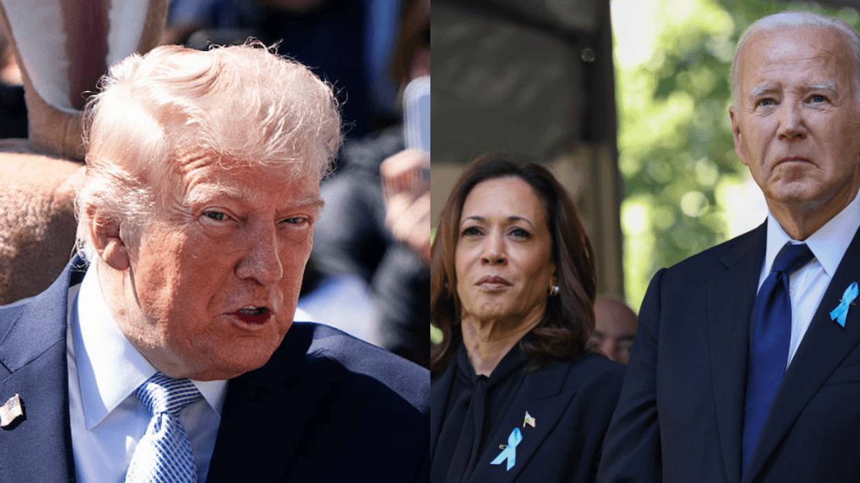 Donald Trump; Kamala Harris and Joe Biden