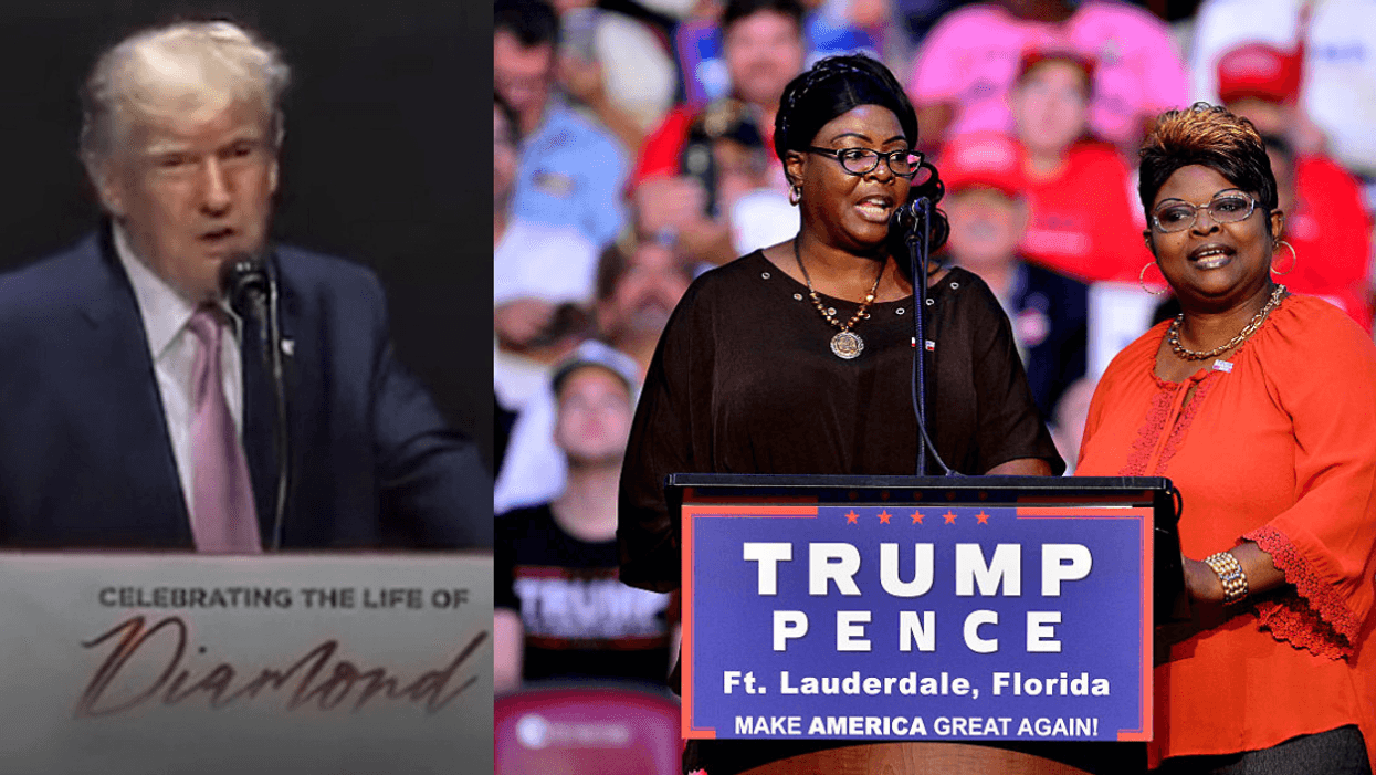 Donald Trump; Lynette 'Diamond' Hardaway (L) and Rochelle 'Silk' Richardson (R)