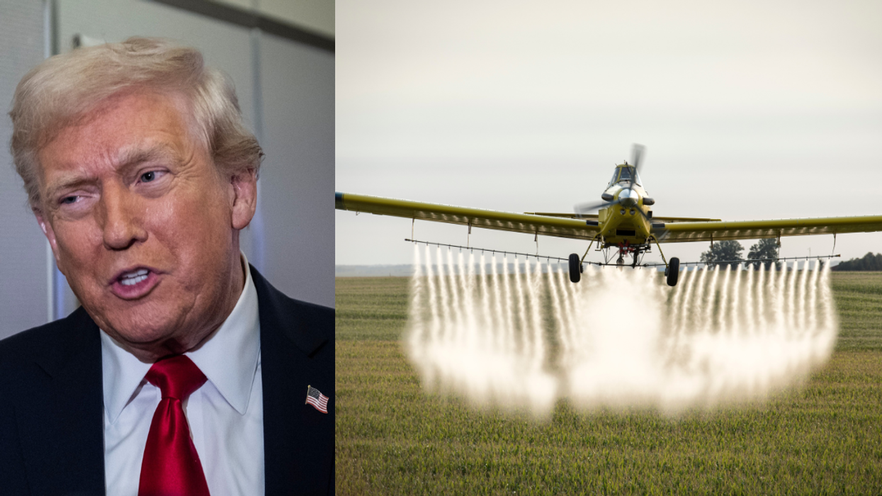 Donald Trump; pesticides being sprayed on crop in Iowa