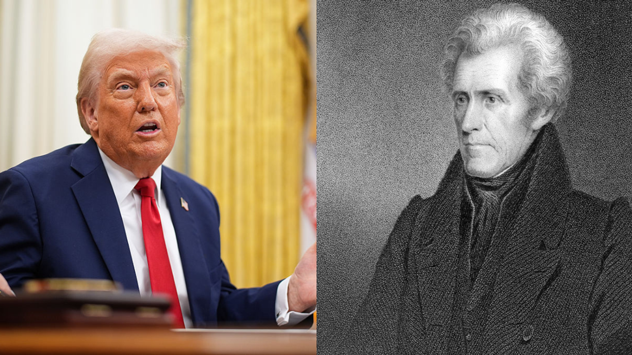 Donald Trump; portrait of Andrew Jackson