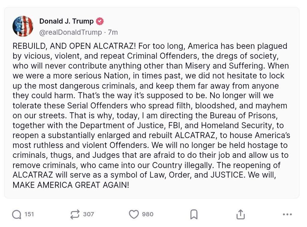Donald Trump's post on Truth Social