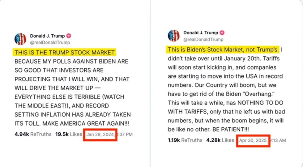 Donald Trump's posts on Truth Social