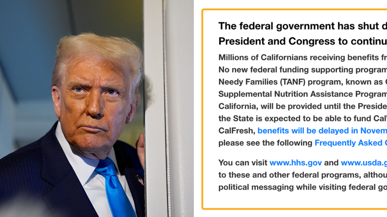 Donald Trump; Screenshot of California's statement