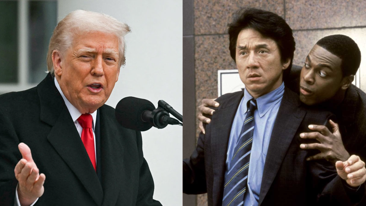 Donald Trump; Screenshot of Jackie Chan and Chris Tucker in "Rush Hour 2"