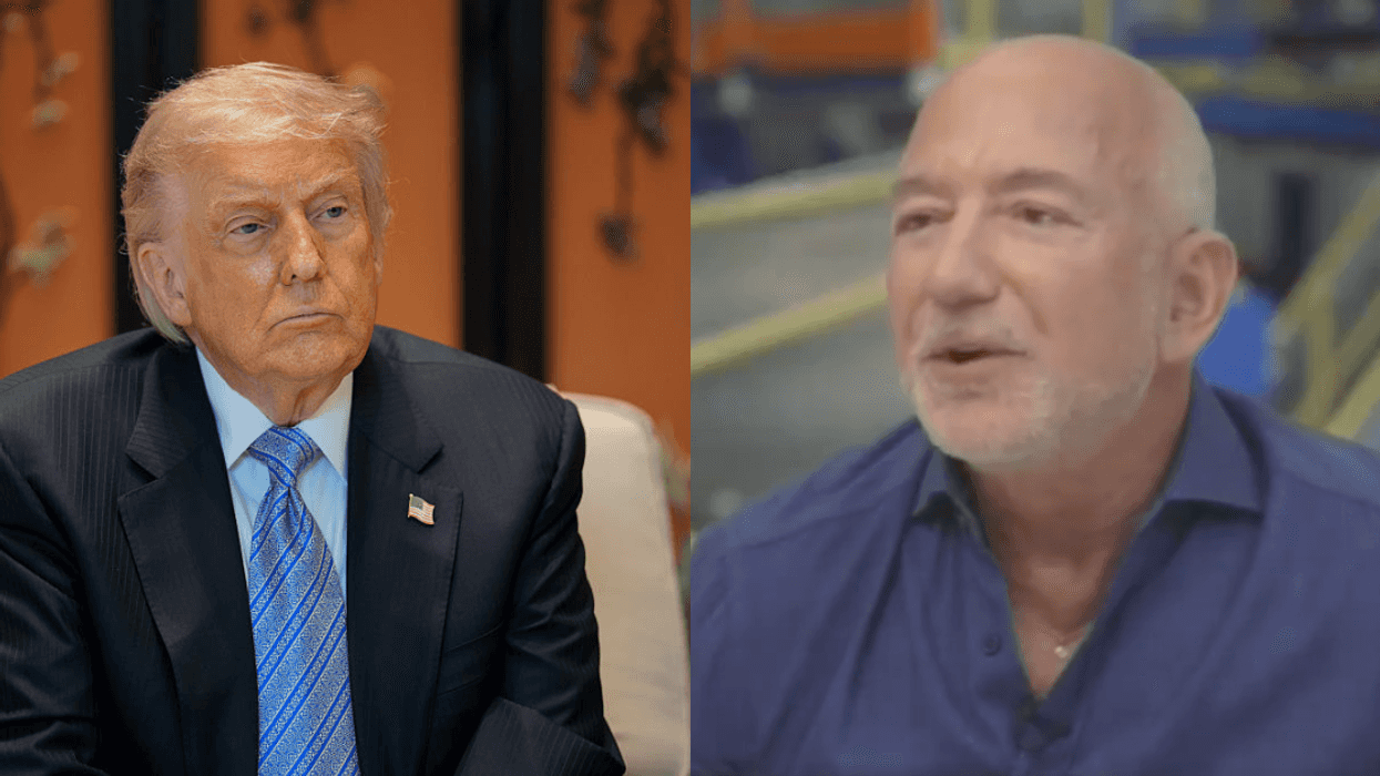 Donald Trump; Screenshot of Jeff Bezos