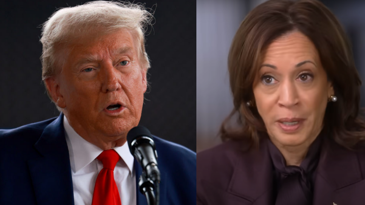 Donald Trump; Screenshot of Kamala Harris