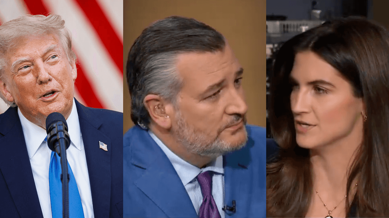 Donald Trump; screenshots of Ted Cruz and Kaitlan Collins