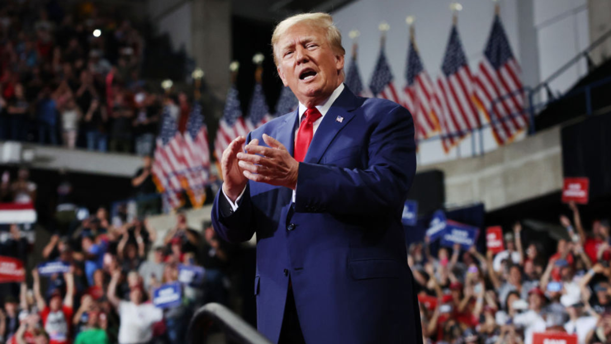 Donald Trump speaking at a campaign event