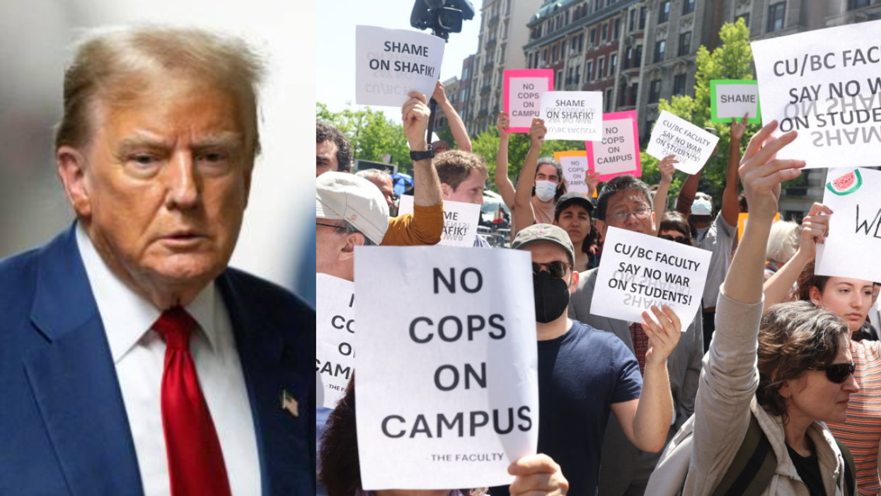 Donald Trump; Students protesting Israel-Hamas war at Columbia University