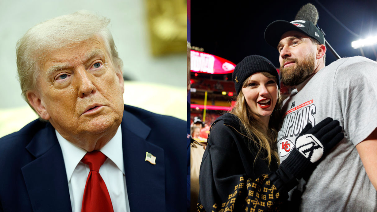 Donald Trump; Taylor Swift and Travis Kelce